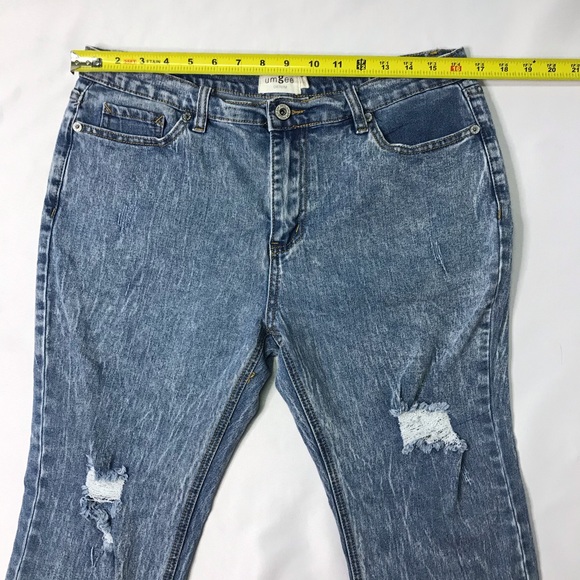 Umgee Frayed Ripped Distressed Crop Jeans Size 7 - Picture 8 of 9